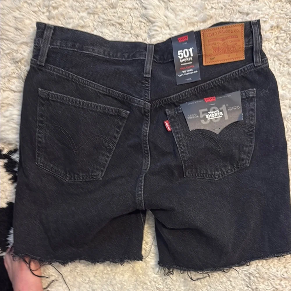 Levi's Black Distressed Jean Shorts - Picture 5 of 6